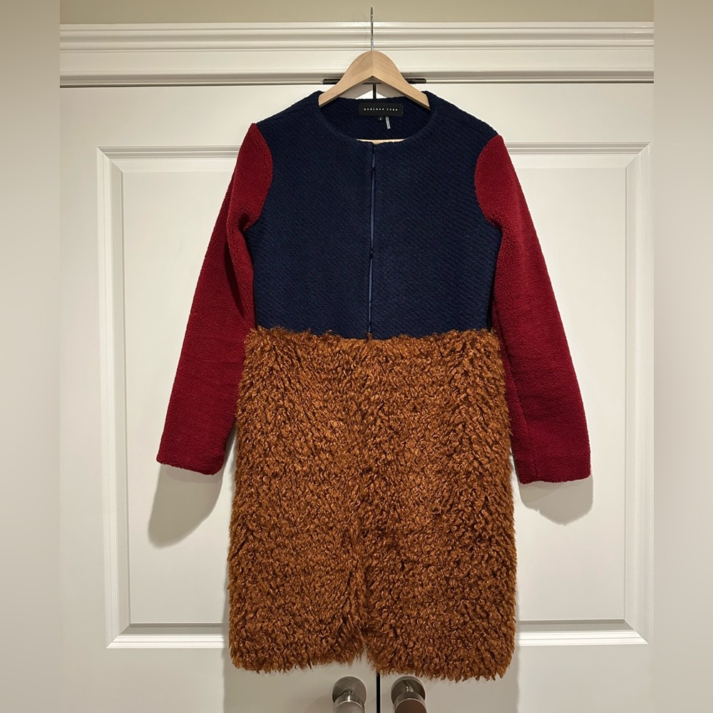 Colorblock teddybear coat